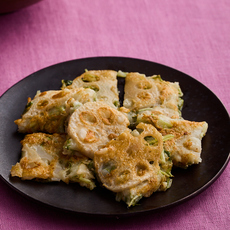 れんこんと水菜のチヂミ