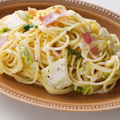 白菜とベーコンのクリームスパゲッティ