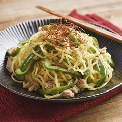 ピーマンとツナの山椒しょうゆ焼きそば