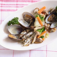ししゃもと野菜（あさり入り）の簡単炒め料理