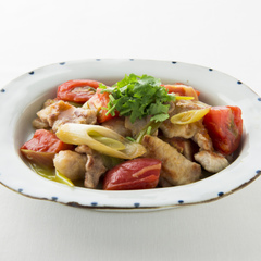 豚とトマトとネギの中華風炒め