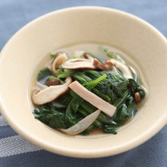 ほうれん草とハムとキノコの煮浸し