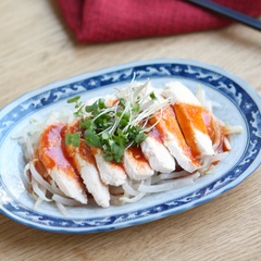 電子レンジで 韓国風蒸し鶏
