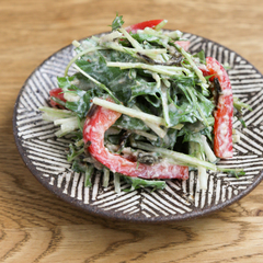 水菜とパプリカの豆腐サラダ