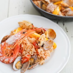 フライパンで作る パエリア