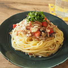 さば缶とトマトの冷製パスタ