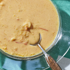 電子レンジで かぼちゃとトマトのスパイシースープ