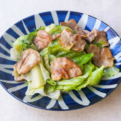 豚肉とレタスのマヨぽん炒め