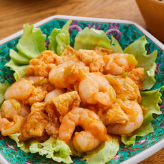 電子レンジで えびと油揚げのチリソース煮