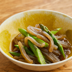 こんにゃくとアスパラガスの甘辛炒め煮