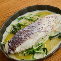 電子レンジで たいとじゃがいもの豆乳クリーム煮