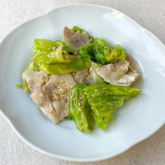 豚ロースとレタスの塩にんにく炒め