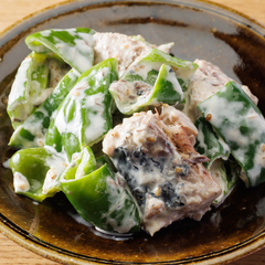 さば缶とピーマンのごまマヨあえ