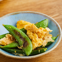 スナップえんどうのふわふわ卵炒め