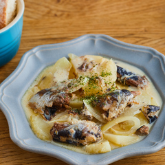 電子レンジで いわし缶とじゃがいものミルク煮