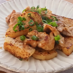 豚肉と長いものオイマヨ炒め