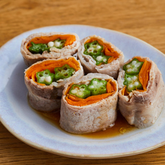 少ない洗い物で 野菜のレンジ肉巻き