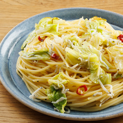 キャベツとしらすのペペロンチーノ