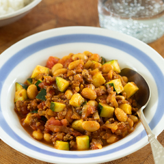大豆とズッキーニのキーマカレー