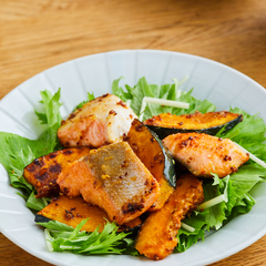 鮭とかぼちゃのマヨマスタード焼き