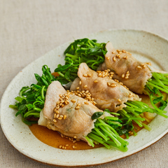 豆苗の豚肉巻き