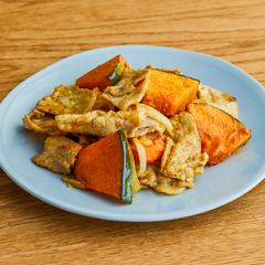 豚肉とかぼちゃのカレーマヨ炒め