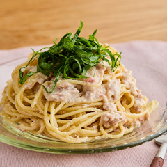 梅豆腐クリームとツナの冷製パスタ