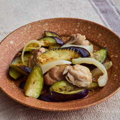 なすと鶏肉の甘辛炒め