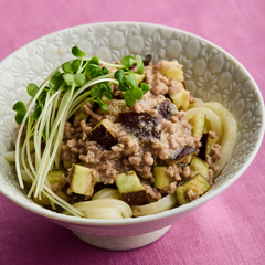 なすの肉みそうどん