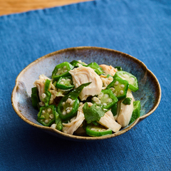 鶏ささ身とオクラのごまぽん酢あえ