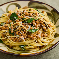 包丁いらず 納豆と青じそのパスタ