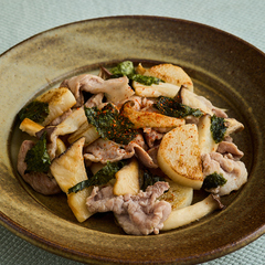 豚肉とエリンギの海苔塩炒め