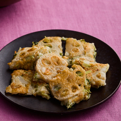 れんこんと水菜のチヂミ