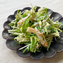 水菜とちくわの白和え風サラダ