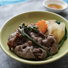 黒酢入り葛たれで食べるすき焼