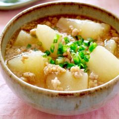 かぶと鶏ひき肉のあんかけ