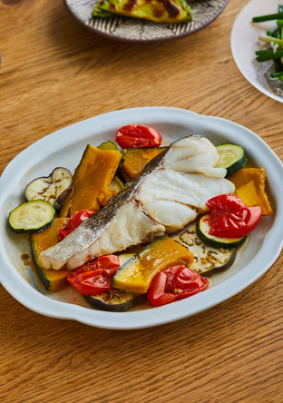 白身魚と夏野菜のレンジ蒸し