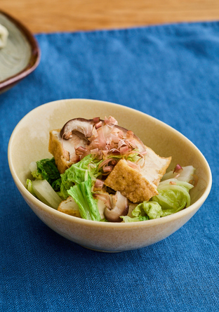 ごま油香る 厚揚げと白菜のレンジ蒸し