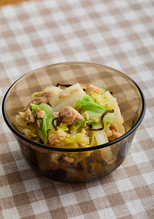白菜とツナの塩昆布サラダ