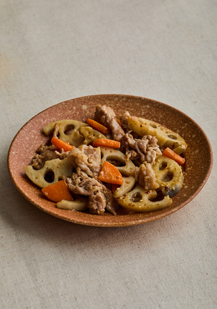 れんこんと豚肉の甘辛炒め