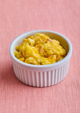 【離乳食・後期】ツナとかぼちゃのパングラタン風
