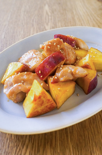 鶏肉とさつまいもの炒め物