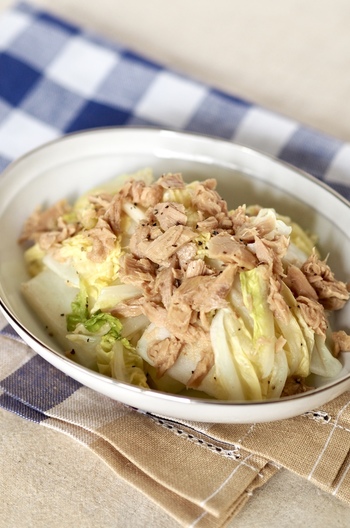 レンジで簡単 白菜とツナの蒸し煮