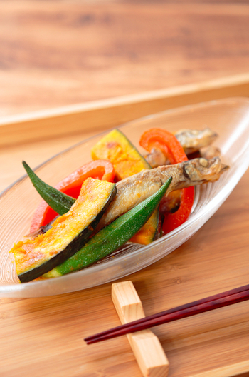 シシャモと夏野菜の焼きびたし