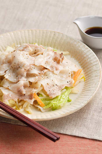 豚肉と野菜の電子レンジ蒸し