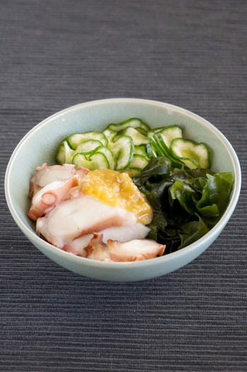 たことわかめの酢みそかけ