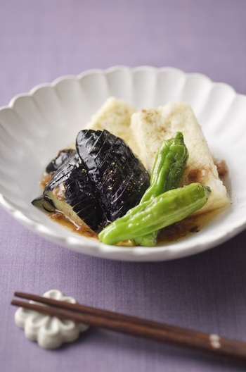 山椒香る 豆腐となすの揚げだし風