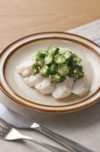 チキンのオクラガーリックペッパーソース