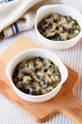茄子と挽肉の味噌チーズ焼き