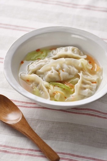 レンジで 野菜スープ餃子